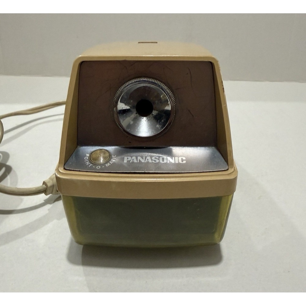Panasonic Point-O-Matic KP-8A Electric Pencil Sharpener Green Beige Vintage Jpn